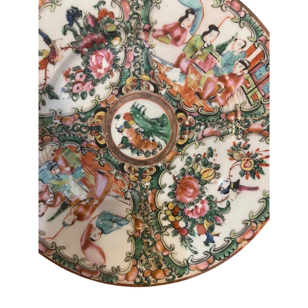 Vintage Chinese Rose Medallion Porcelain Plate Hand Painted 6 Inch Decor